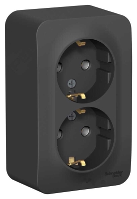 Розетка 2-гнезда с з/к Blanca Антрацит о/п с изол. пл. BLNRA010216