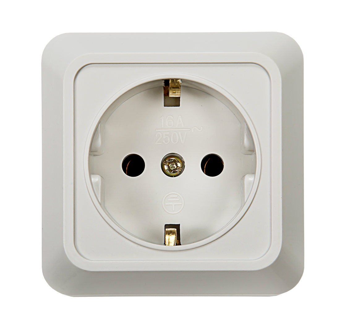 Розетка одинарная с заземлением BOLLETO белая накладная