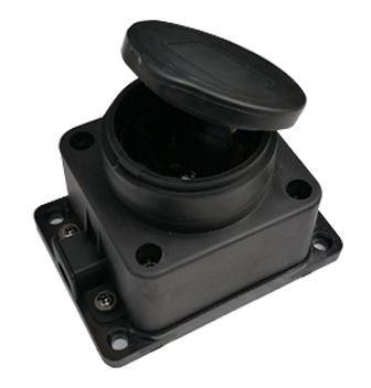 Розетка одинарная с заземлением каучук с заглушкой 16А IP44 черная