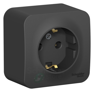 Розетка 1-гнездо с з/к Blanca Антрацит о/п с изолирующей пластиной BLNRA010116