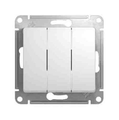 Механизм Выключателя трехклавишный с/п Glossa белый GSL000131