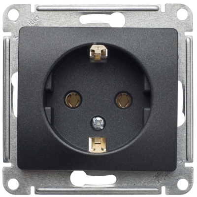 Механизм Розетка 1-гнездо с/п с з/к Glossa антрацит GSL000743