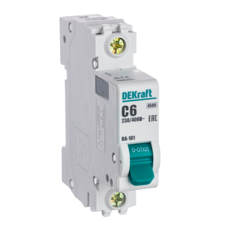 Автоматический выключатель 1Р 6А х-ка C ВА-101 4,5кА DEKraft