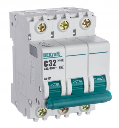 Автоматический выключатель 3Р 32А х-ка C ВА-101 4,5кА DEKraft