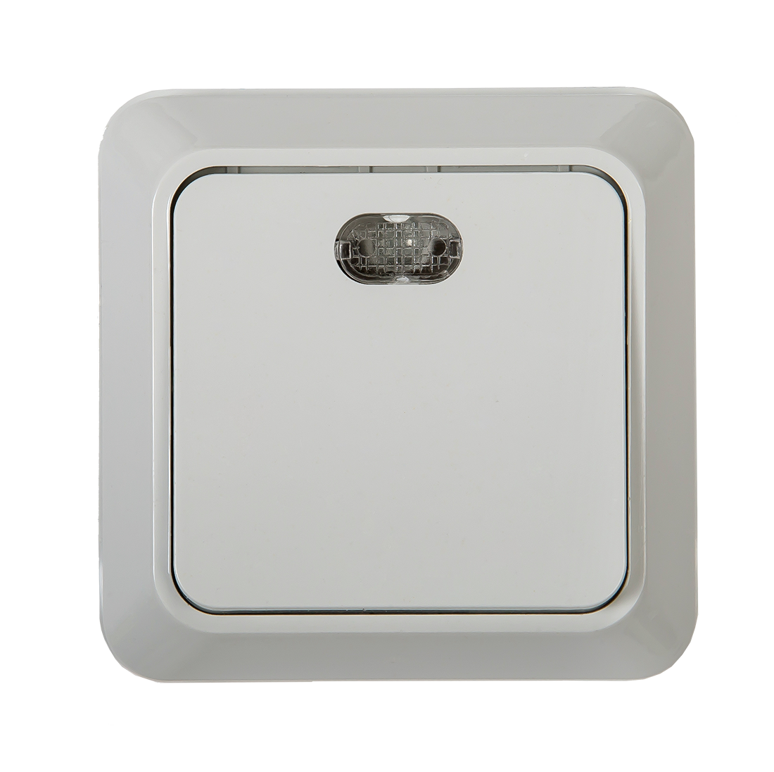 Выключатель одноклавишный с подсветкой BOLLETO белый накладной