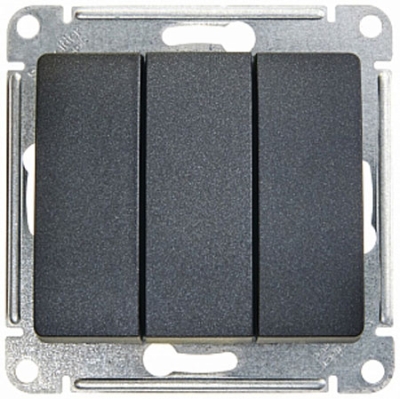 Механизм выключателя трехклавишный с/п Glossa антрацит GSL000731