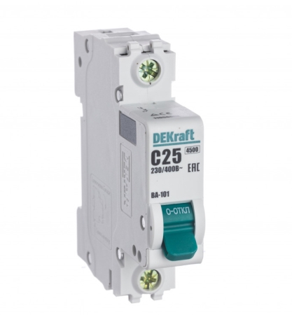 Автоматический выключатель 1Р 25А х-ка C ВА-101 4,5кА DEKraft