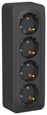 Розетка 4-гнезда с з/к о/п Blanca Антрацит с изолирующей пластиной BLNRA011416