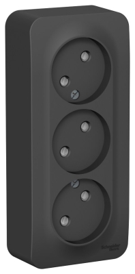 Розетка 3-гнезда Blanca Антрацит о/п с изолирующей пластиной BLNRA001316