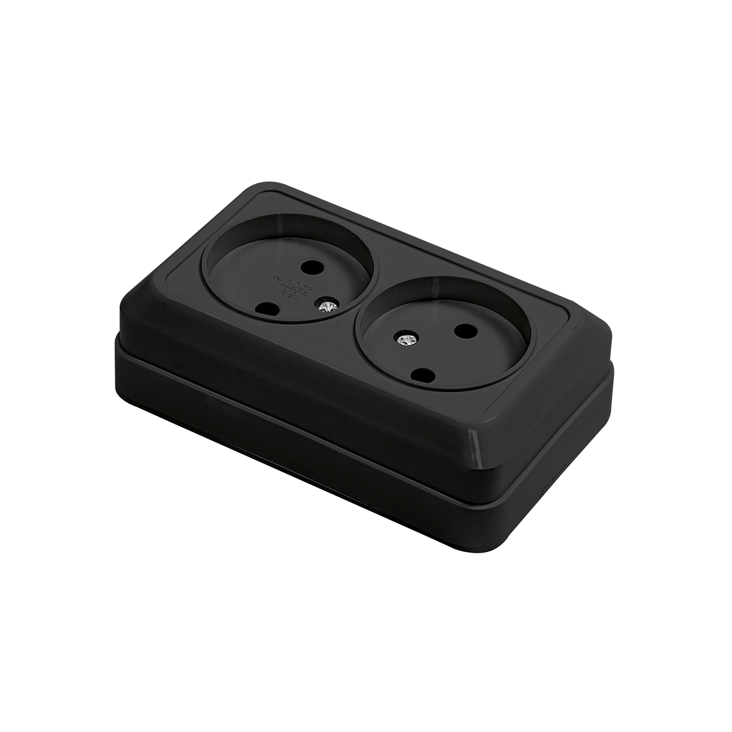 Розетка двойная BOLLETO черная накладная