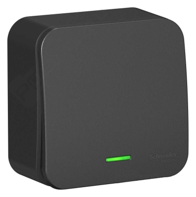 Выключатель одноклавишный Blanca о/п Антрацит с подсветкой 10А с изолирующей пластиной BLNVA101116