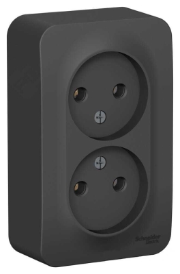 Розетка 2-гнезда о/п Blanca Антрацит с изолирующей пластиной BLNRA000216