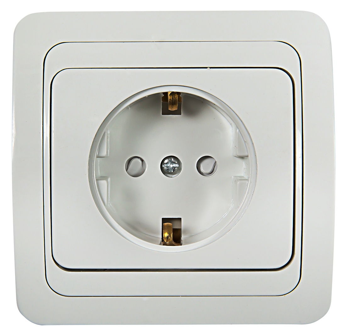 Розетка одинарная с заземлением со шторкой CLASSICO белая