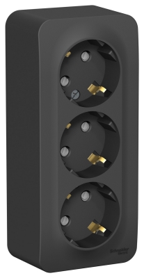 Розетка 3-гнезда с з/к Blanca Антрацит о/п с изолирующей пластиной BLNRA011316