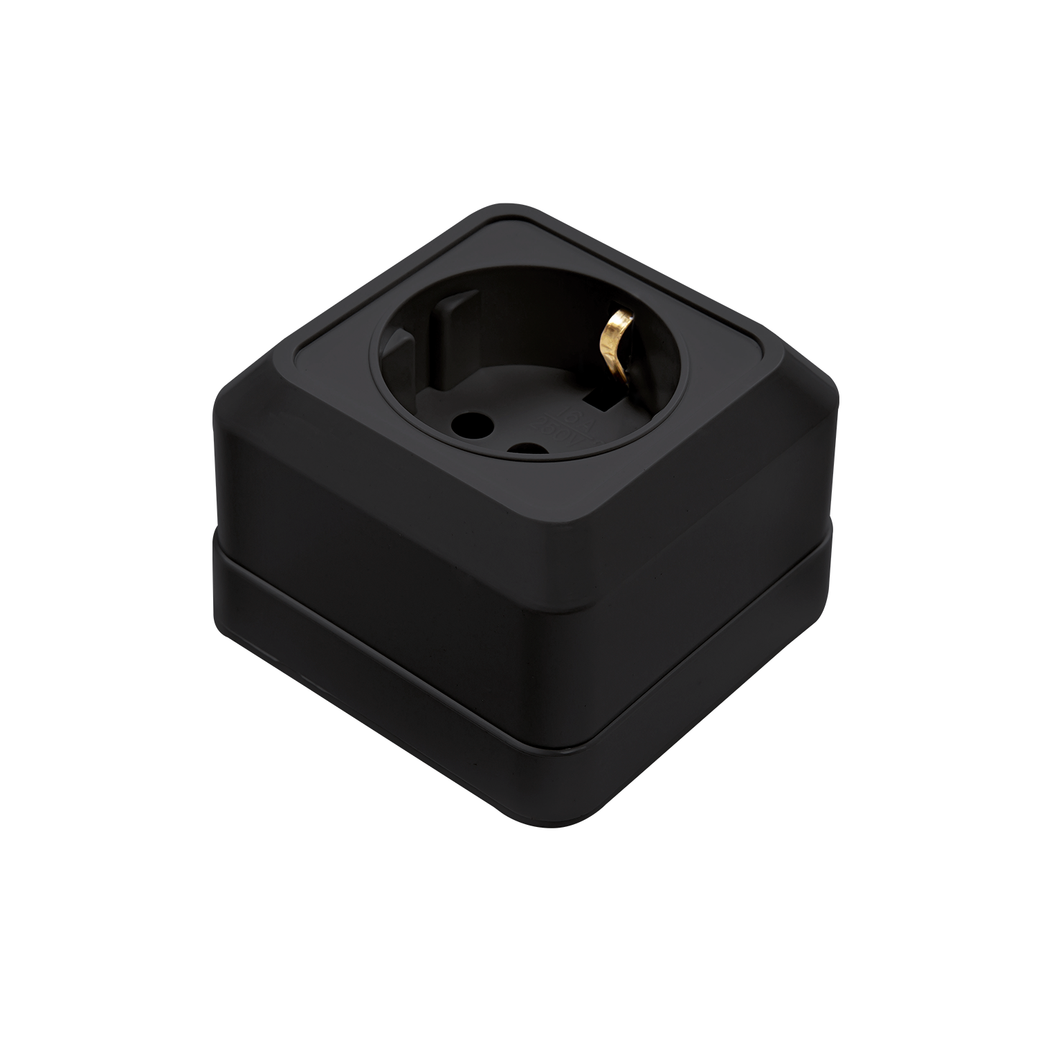 Розетка одинарная с заземлением BOLLETO черная накладная