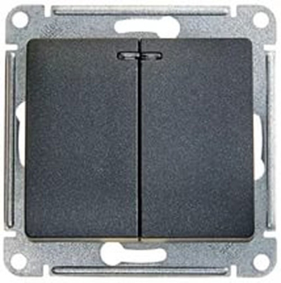 Механизм Выключателя двухклавишный с/п свет Glossa антрацит GSL000753
