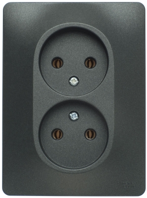 Розетка 2-гнезда с/п в сборе Glossa антрацит GSL000720