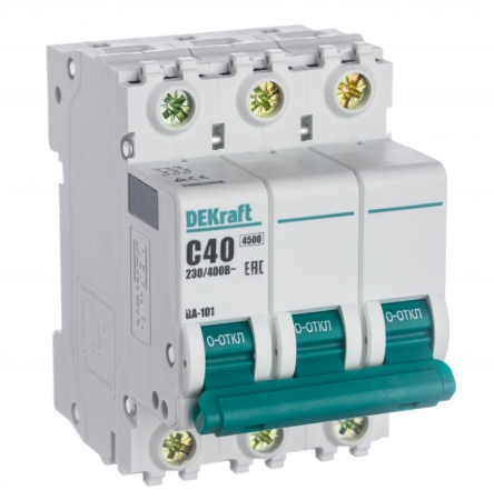 Автоматический выключатель 3Р 40А х-ка C ВА-101 4,5кА DEKraft