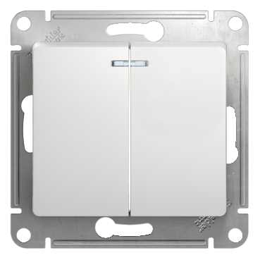 Механизм Выключателя двухклавишный с/п свет Glossa белый GSL000153