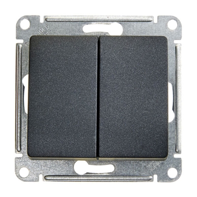 Механизм Выключателя двухклавишный с/п Glossa антрацит GSL000751