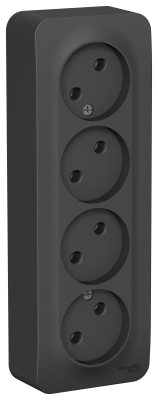 Розетка 4-гнезда о/п Blanca Антрацит с изолирующей пластиной BLNRA000416